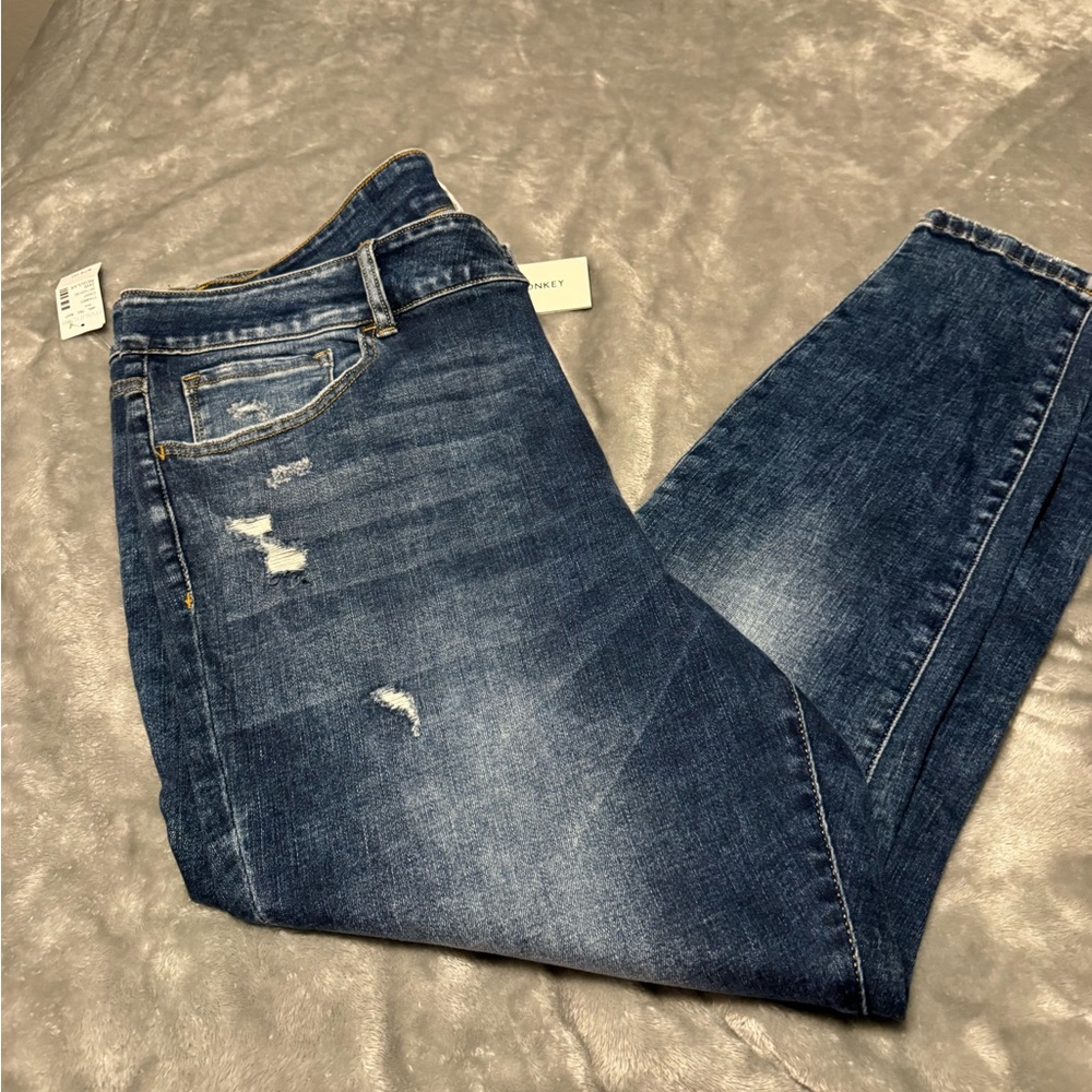 Flying Monkey Blue Skinny Jeans with Distressed Details
